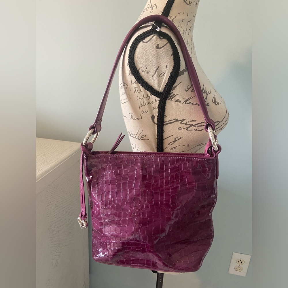 Brighton purple embossed leather shoulder bag